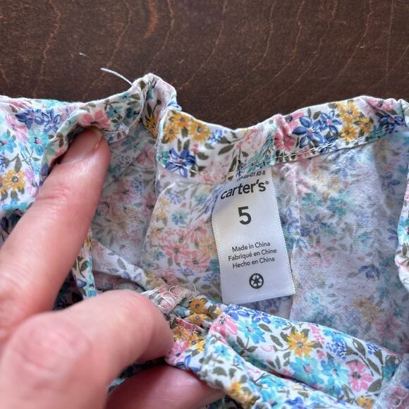 Carter's Girls Size 5 Dress Floral Viscose Pastel Long Sleeve - Picture 3 of 5